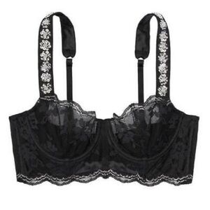 Victoria’s Secret Dream Angels black lace sequin beaded embellished bra
